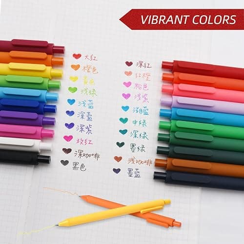 Kaco PURE Gel Pens Assorted Color Ink 20 Pieces 0.7mm, Medium Point, Aesthetic Cute Stationery Pens for Journaling Note Taking Pens thumbnail 7