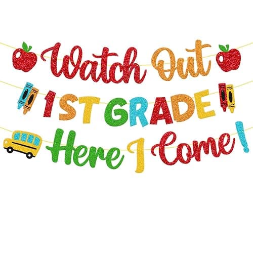 Welcome to 1st Grade Decoration Watch Out 1st Grade Here I Come Banner | Hello First Grade Decor the First Day of School Bulletin Board Backdrop for Students Teachers - Image 1