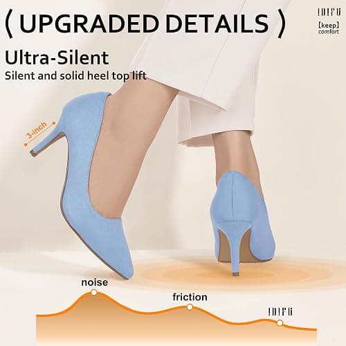 IDIFU IN3 High Heels Pumps Closed Toe Heels Women's Pumps Stiletto Pointed Toe Dress Shoes Wedding Prom Bridal Work Office Bride Guest Trendy Dressy Fashion Comfortable Pump Shoes thumbnail 6