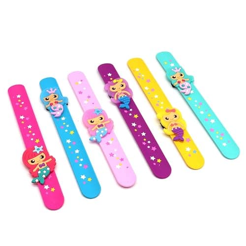 LOCHSOEL Silicone Mermaid Slap Bracelets - Cute Mermaid Theme Birthday Party Favors, Party Favors Gifts Carnival Prizes Set (6 Pack) thumbnail 3