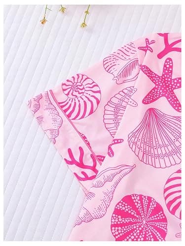 BEAUDRM Women's 2 Piece Pajama Sets Shell Print Short Sleeve Sleepwear Button Down Shirt and Bow Shorts Loungewear Pj Sets thumbnail 3