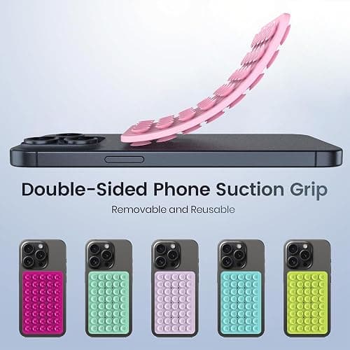 CMZZ Double Sided Silicone Suction Phone Holder Mount, Silicon Accessory for iPhone and Android, Hands-Free Mirror Shower Phone Holder, TikTok Videos and Selfies (Light Pink+Transparent) thumbnail 7