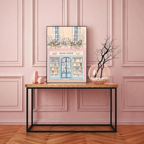 YOLENIX Diamond Art Kits for Adults Beginner, Pink Bookstore DIY Modern Diamond Painting Kits 5D Diamond Dots Gem Art Crafts with Tools,Round Full Drill Crafts for Home Wall Decor&Gift-12x16in thumbnail 3