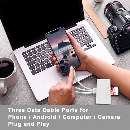 5-in-1 Memory Card Reader, USB OTG Adapter & SD Card Reader for i-Phone/i-Pad, USB C and USB A Devices with Micro SD & SD Card Slots, Supports SD/Micro SD/SDHC/SDXC/MMC thumbnail 4