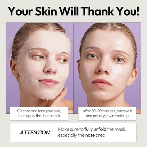 LAPCO'S Collagen Sheet Mask, Firming Daily Face Mask with Collagen for Anti-Aging, Helps to Minimize Wrinkles, Restores Skin Elasticity & Firmness, Korean Beauty Favorite, 5-Pack thumbnail 4