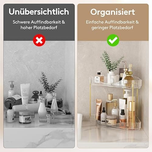 Lifewit Make Up Organizer, 2 Stufen Schminktisch Organizer, Stabil Eck-Mehrzweck-Regal für Parfüm/Hautpflegemittel/Duschgel im Badezimmer,Küche,Schlafzimmer, Transparente thumbnail 4