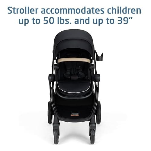 Maxi-Cosi Zelia Pro 5-in-1 Travel System with Mico Pro Infant Car Seat, Baby Stroller Combo, Reversible Seat, Large Wheels, Adjustable Handle, Newborn to Toddler, Lightweight, Caspian Caviar thumbnail 12