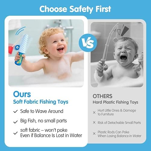 hahaland Bath Toys for Toddlers 1-3, Montessori Fishing Bath Toy Set, Soft Bathtub Fishing Game with 6 Colorful Ocean Animals & Fishing Pole, 1 2 Year Old Baby Water Pool Toys with Suction Storage Bag thumbnail 4