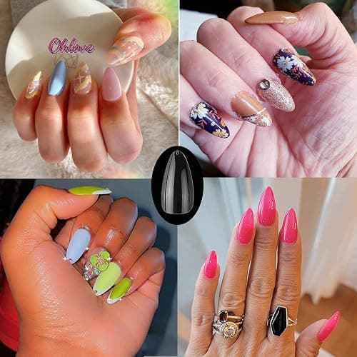 Almond Shaped Nail Tips 500Pcs Clear Acrylic Medium Nails Full Cover with Case for DIY Nail Art, 10 Sizes thumbnail 2