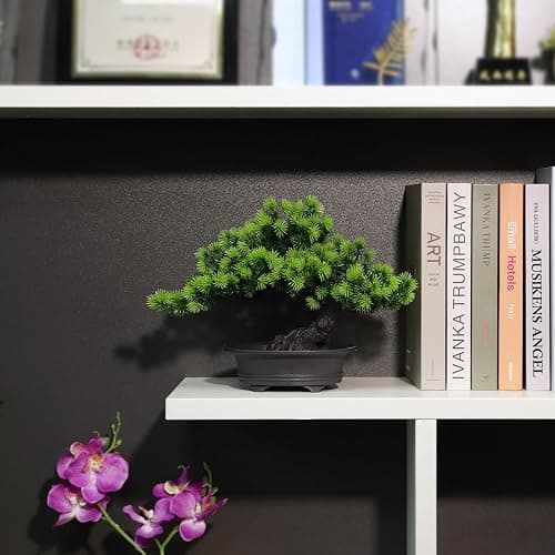 Artificial Plants Greenery Bonsai, Room Decor Fake Bonsai Tree for Home Decor Indoor Bookshelf Office Desk Bathroom Farmhouse Decor, Tall 9.5" thumbnail 5