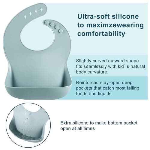 PandaEar Set of 3 Silicone Baby Bibs Waterproof, Soft, Unisex, 10-72 Months thumbnail 2