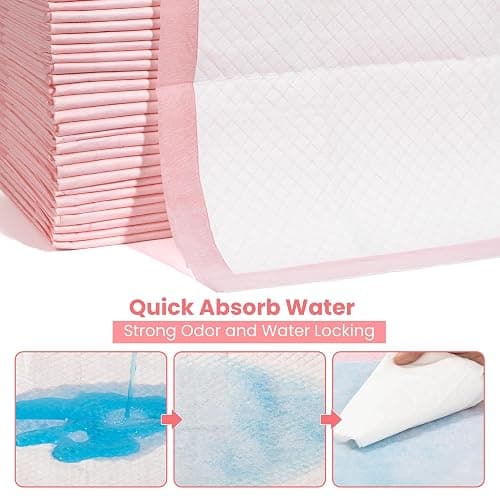 Pet Toilet Training Pads 100Count Disposable Puppy Pee Pads 18" x 13" for Dogs, Ultra Absorbent|Quick Dry|Leak-Proof Pet Potty Pads for Dog, Cat, Rabbits and Guinea Pigs (Pink) thumbnail 5