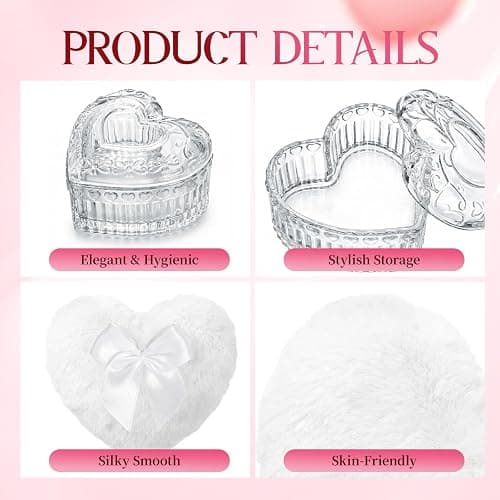 Body Powder Puff and Container Powder Container with Puff Crystal Case Soft Washable Reusable Velour Face Body Wet Dry Makeup thumbnail 3