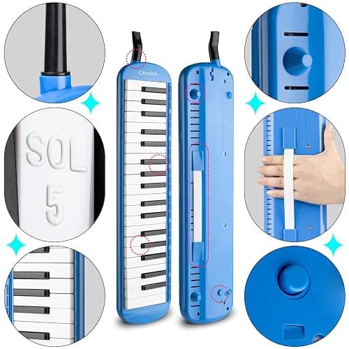 CAHAYA Melodica 37 Keys with Carrying Bag and 2 with Mouthpieces Air Piano Keyboard Musical Instrument for Kids and Adults, Blue, Model CY0049-2 thumbnail 6