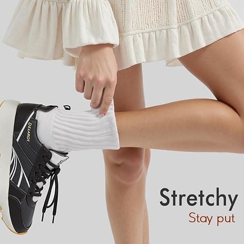 HONGTEYA Crew Socks for Women Cozy Cotton Slouchy Athletic Socks Slouch Boot Calf Workout Socks Size 5-11 thumbnail 2