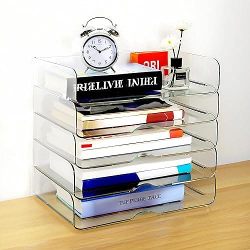 DCA 4 Tier Large Capacity Desk Organizer, Clear Stackable Paper Tray | High-Volume File Storage | Office, Home & School Use | Easy Assemble | Letter & A4 Compatible thumbnail 7
