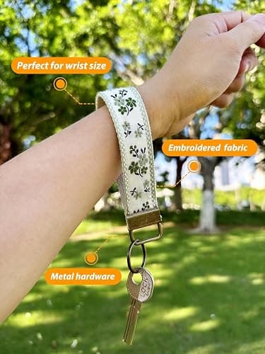 CELOKIY Embroidered Fabric Wristlet Keychain, Wrist Key Chain Women with Metal Hardware thumbnail 3