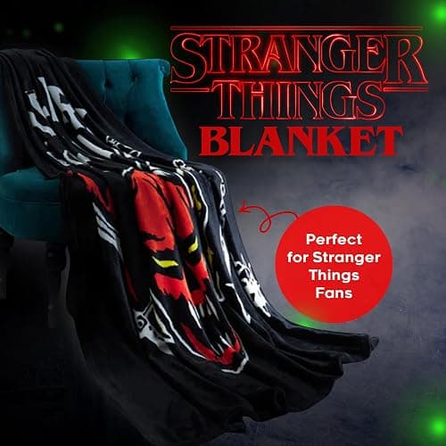 Stranger Things Blanket Throw Bedroom Accessories Fleece Blanket, Hellfire Club Soft Warm Winter Bed Throw 59.06 x 51.18 in Official Merch (Black) thumbnail 4