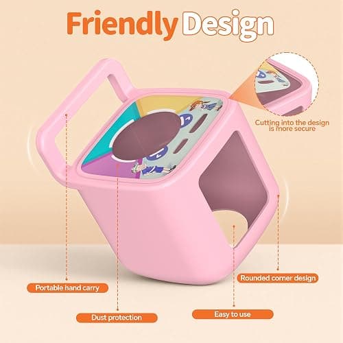 Underhub Silicone Protective Cover for Toniebox 2 Audio Player, Shockproof Anti Slip Silicone Case with Handle, Soft Easy Grip Cover, Easy to Clean Durable Sleeve (Pink) thumbnail 3