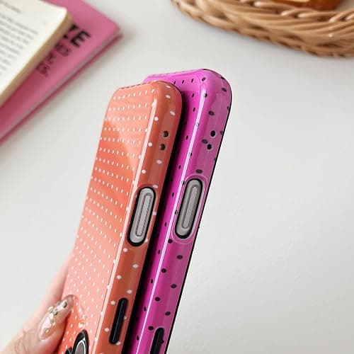 Sayoaho Compatible with iPhone 16 Case, Fashion Cute Polka Dot Pattern Aesthetic Design for Women, Soft TPU and Hard Back Shockproof Phone Case for iPhone 16 6.1 inch, Hot Pink thumbnail 6