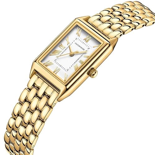 GAOFAN HOUR Gold Watches for Women with Vintage Rectangular Case,White Roman Dial,Stainless Steel Band,Adjustment Tool Included,Water Resistant thumbnail 3