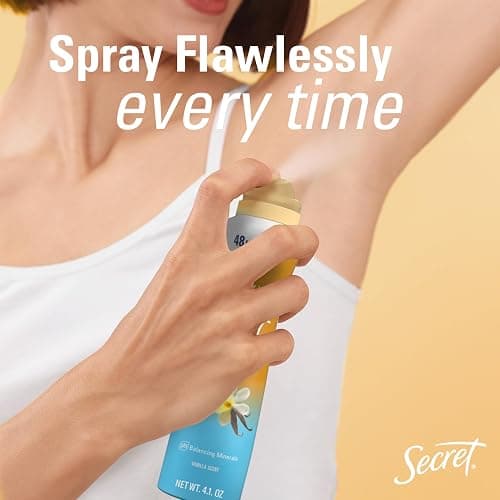 Secret Dry Spray Antiperspirant Deodorant for Women, 48hr Weightless Sweat & Odor Protection, Gentle on Skin, Cozy Vanilla Scent, 4.1 oz (Pack of 3) thumbnail 3