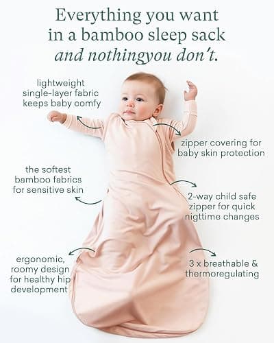 PurComfy Supersoft Sleep Sack 0.5 TOG, Premium Bamboo Viscose Sleeping Bag Thin Baby Wearable Blanket 2-Way Zipper Sleep Sack thumbnail 5