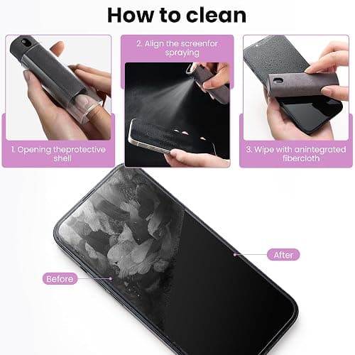 ZERNBER Screen Cleaner, Touch Screen Mist Cleaner, Cell Phone, Laptop and Tablet Screen, 3-in-1 Spray and Microfiber Cloth, Refillable with Water, Alcohol, Sanitizer (Pink -0.35oz) thumbnail 4