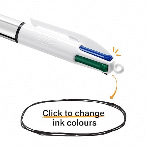 BIC 4 Colours Rose Gold Pen, Multi Coloured Pens All In One, Retractable Ballpoint Pen, Medium 1.0mm, Green, Blue, Red, Black, 5 Pens Per Pack, 1 Pack thumbnail 6