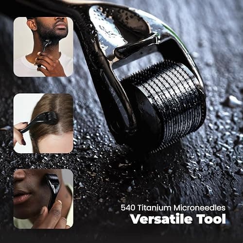 ROSELYNBOUTIQUE Derma Roller for Hair Beard Facial Skin Face 540 Titanium Microneedle - At-Home Beauty Instrument - Holiday Gift for Men Women thumbnail 2