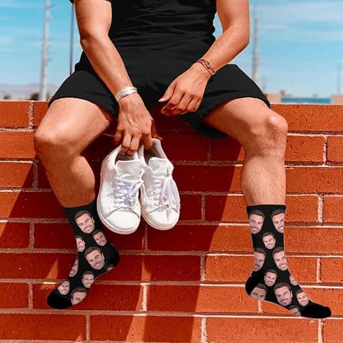 ShineSand Custom Face Socks with Picture, Personalized Socks with Photo Customized Unisex Funny Crew Sock Gifts for Men Women thumbnail 3