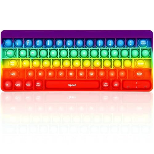 Rainbow Push Bubble Fidget Toys, Keyboard Shape Squeeze Sensory Toys, Anxiety & Stress Reliever Autism Toy for Kids Adults School Classroom Gift Party Favors - Image 1
