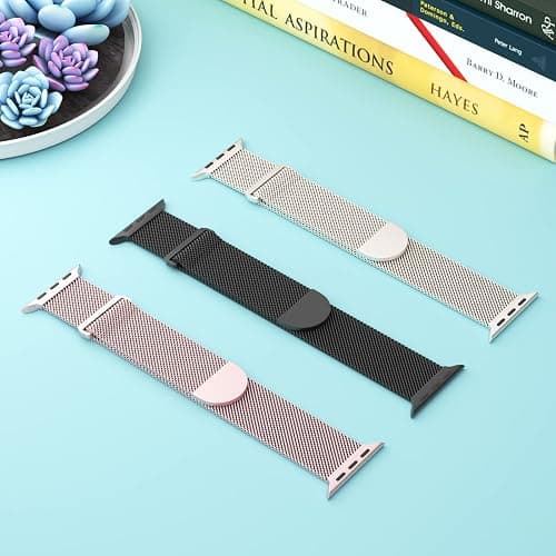 3 Pack Mesh Metal Band Compatible with Apple Watch Band 38mm 40mm 41mm 42mm 44mm 45mm 46mm 49mm, Stainless Steel Magnetic Loop Strap for iWatch Ultra 3 2 1 Series 11/10/9/8/SE/7/6/5/4/3 Men Women thumbnail 2