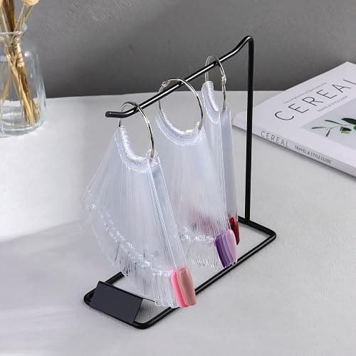 150 Pcs Nail Swatch Sticks with Ring & Nail Art Display Stand Storage Rack, Clear Ballerina Square Stiletto Nail Art Polish Color Display Practice Tips, Nail tech Supplies for Home or Salon Use thumbnail 7