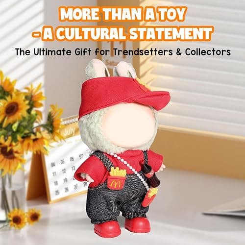 AICase for Lububu Clothes/for Lububu Outfits,Clothes Set for Lububu 17cm Doll,3 Piece Set Hat Clothing for la-bubu, Boys and Girls Stylish Adorable Dolls Clothes Accessories (No Doll)_01 thumbnail 4