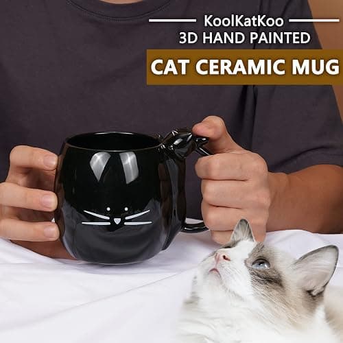 Koolkatkoo Coffee Mug Cute Cat Mug Gift for Cat Lovers Ceramic Tea Mugs Black 16 oz thumbnail 5
