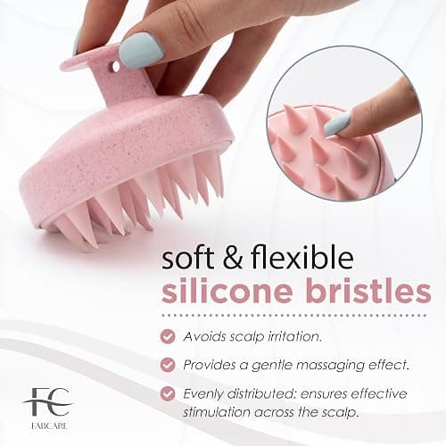 FABCARE Scalp Massager for Hair Growth, Head Massager and Shampoo Brush for Wet or Dry Hair, Scalp Exfoliator and Scrubber for Dandruff Removal, Beard Care, Hair Loss Prevention (Pink) thumbnail 7