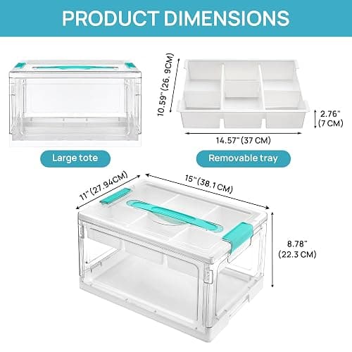 Vtopmart 24 QT Clear Plastic Craft Organizers and Storage Box with Removable Trays and Dividers,Art Supply Organizers and Storage,Ideal Containers for coloring Books,Toys,Craft Supplies,1 Pack thumbnail 8