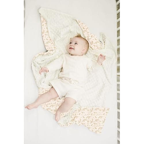 Konssy Baby Blankets for Unisex Boys Girls, Super Soft Nursery Minky Blankets with Muslin Cotton Front and Dotted Fleece Backing, Printed Bed Throws Newborn thumbnail 2