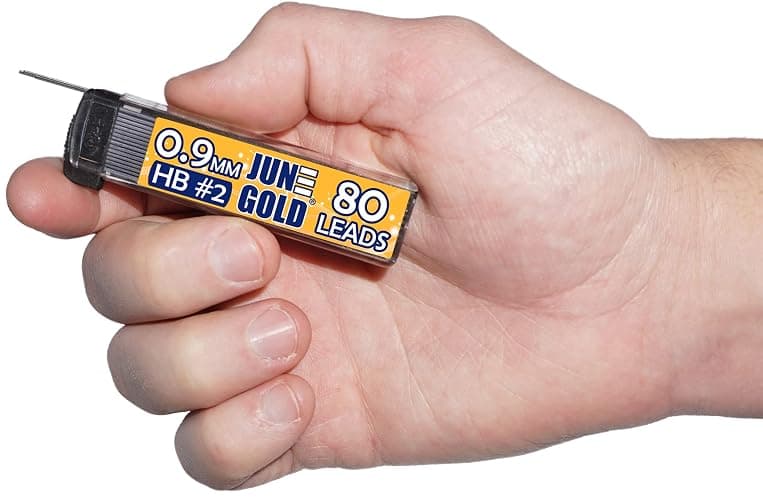 June Gold 0.9 mm, 320 Lead Refills, HB #2, 4 Dispensers/w 80 Pieces Each | Bold Thickness, Break Resistant Graphite, Elegant Dispensing Mechanism, 1.0 mm Compatible thumbnail 2