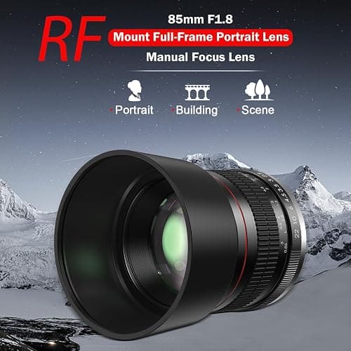 85mm Lens for Canon RF - 85mm f1.8 Portrait Lens Manual Focus(MF) for Canon EOS R/Ra/RP/R3/R5/R5 C/R6/R6 Mark II /R7/R8/R10/R50/R100 Mirrorless Camera (for Canon R Series) thumbnail 2