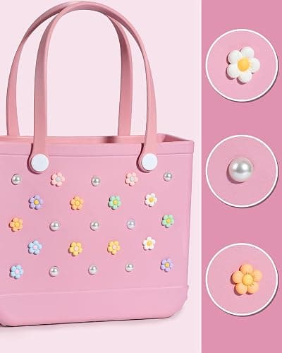 Mon Caramel 22PCS Resin Beach Bag Accessories Charms,Resin Beach Totes Accessories Inserts,Daisy Flower Bag Charms thumbnail 3