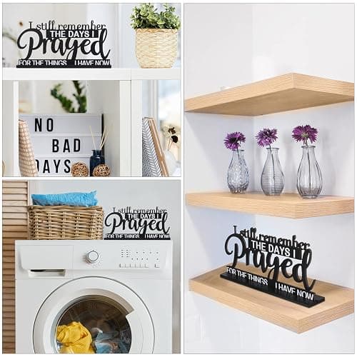 Jetec I Still Remember The Days I Prayed Sign Inspirational Table Blessed Signs Motivational Decor Farmhouse Table Home Centerpieces Faith Wooden Shelf for Living Room Office(Classic Style) thumbnail 5