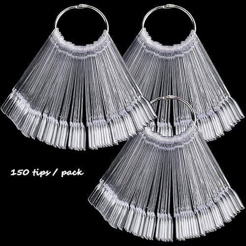 150Pcs Clear Swatch Sticks With Ring - Oval Square Stiletto Tips for Display Samples, Gel Polish Palette Color Chart, Manicure Practicing Tools, Nail Salon Supplies (Square) thumbnail 3