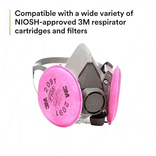 3M Half Facepiece Reusable Respirator Assembly Kit 6191, Size Small, P100, Lightweight, Comfortable, Easy to Adjust, Includes 2091 Particulate Filter, Welding, Soldering, Asbestos thumbnail 4