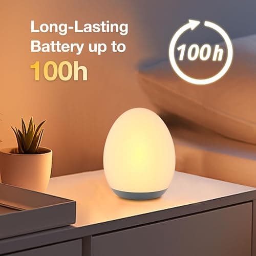 JolyWell Night Light for Kids, Baby Night Light with 7 Colors Changing Mode & Stepless Dimming, Nursery Night Light BPA Free,Rechargeable Egg Night Light for Breastfeeding 1h Timer & Touch Control thumbnail 5