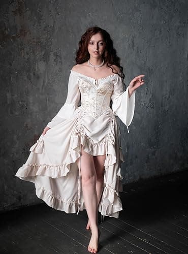 SCARLET DARKNESS Women's 2026 Summer Skirt Gothic Steampunk Skirt Renaissance High-Low Bustle Skirt thumbnail 8