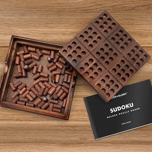 Iron & Glory Wooden Sudoku Board Game - Wooden Sudoku Puzzle - Brain Teaser Games For Adults - Portable Travel Games - Family Board Game - Puzzle Gifts For Men - Wood Pegs & Guide thumbnail 2