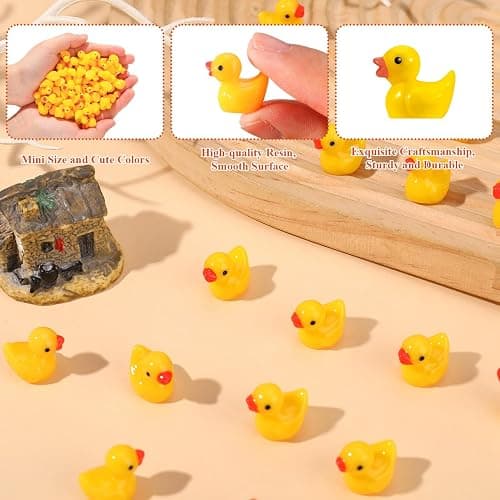 HEQU 100 Pcs Mini Resin Ducks, Tiny Miniature Ducks for Family Crafts Aquarium Garden Landscape Dollhouse Ornament Potted Decorations DIY thumbnail 4