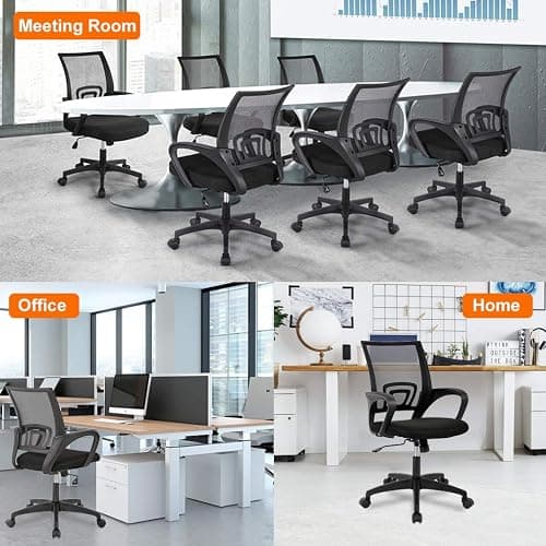 Home Office Chair Ergonomic Desk Chair Mesh Computer Chair with Lumbar Support Armrest Executive Rolling Swivel Adjustable Mid Back Task Chair for Women Adults, Black - Black - pack of 1 thumbnail 7